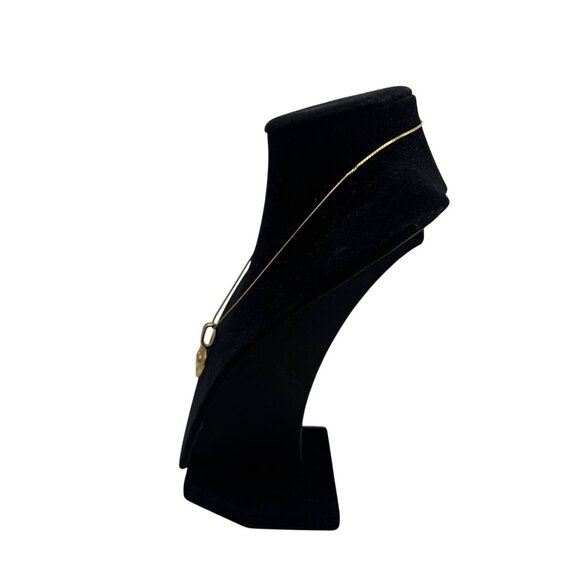 Gold Tone Hammered Heart Pendant Necklace 16 Inch Snake Chain Clasp Detail - Picture 2 of 5